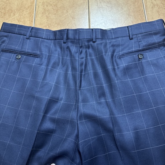 PAUL FREDRICK Men Suit 2 Piece Sz 50L Jacket Pants 44x32 Blazer Blue Plaid Wool - Picture 14 of 16